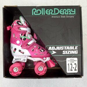 Roller Derby Adjustable Roller Skate Model 1972M Youth Girl Size 12-2 White Pink